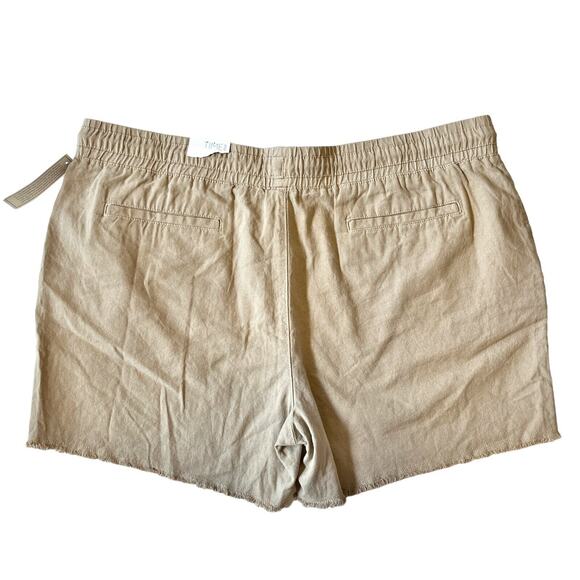 Time and Tru Shorts XXL Brown Linen Blend Elastic Drawstring Waist Side Pockets - Picture 6 of 10